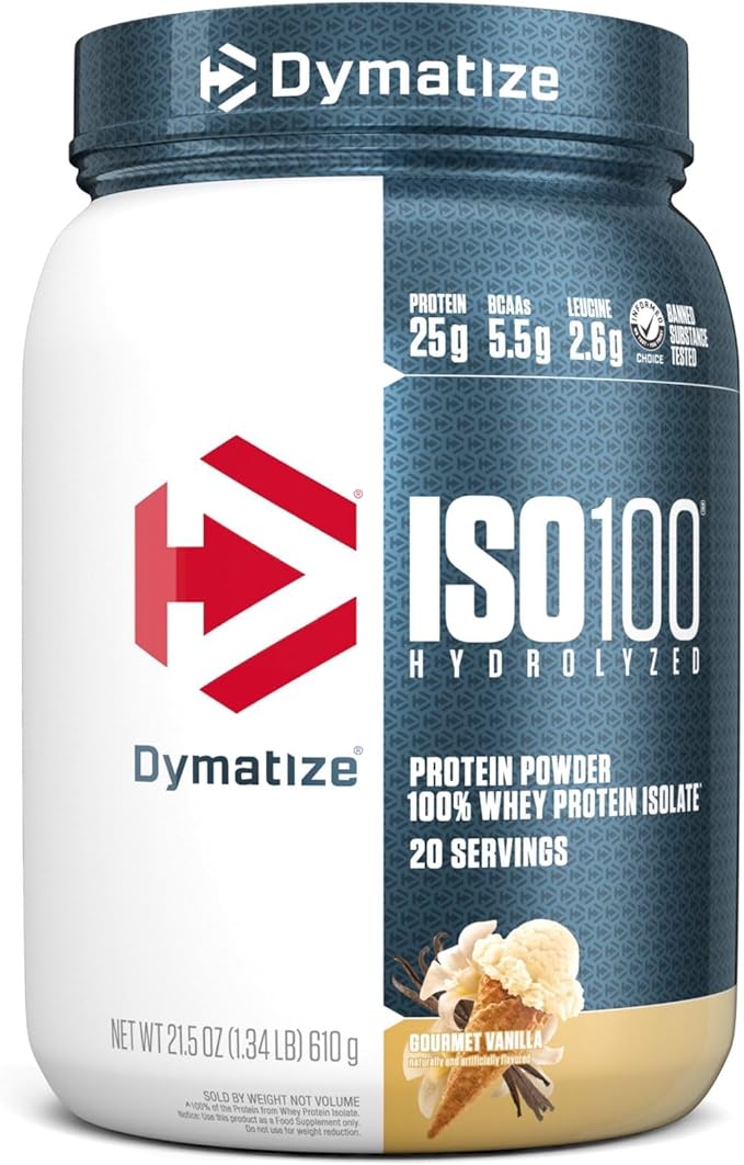 Dymatize ISO100 Whey Protein Isolate - Extreme Absorption, Cookies & Cream, 25g Protein/Serving, Low Fat & Sugar, Essential for Gaining Muscle and Losing Fat,20 Servings (Pack of 1)