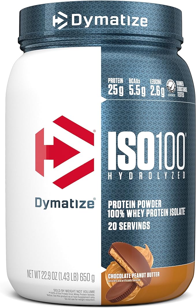 Dymatize ISO100 Whey Protein Isolate - Extreme Absorption, Cookies & Cream, 25g Protein/Serving, Low Fat & Sugar, Essential for Gaining Muscle and Losing Fat,20 Servings (Pack of 1)