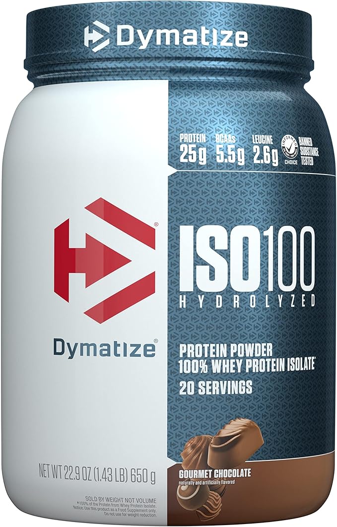 Dymatize ISO100 Whey Protein Isolate - Extreme Absorption, Cookies & Cream, 25g Protein/Serving, Low Fat & Sugar, Essential for Gaining Muscle and Losing Fat,20 Servings (Pack of 1)