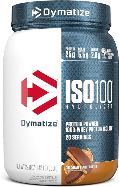 Dymatize ISO100 Whey Protein Isolate - Extreme Absorption, Cookies & Cream, 25g Protein/Serving, Low Fat & Sugar, Essential for Gaining Muscle and Losing Fat,20 Servings (Pack of 1)