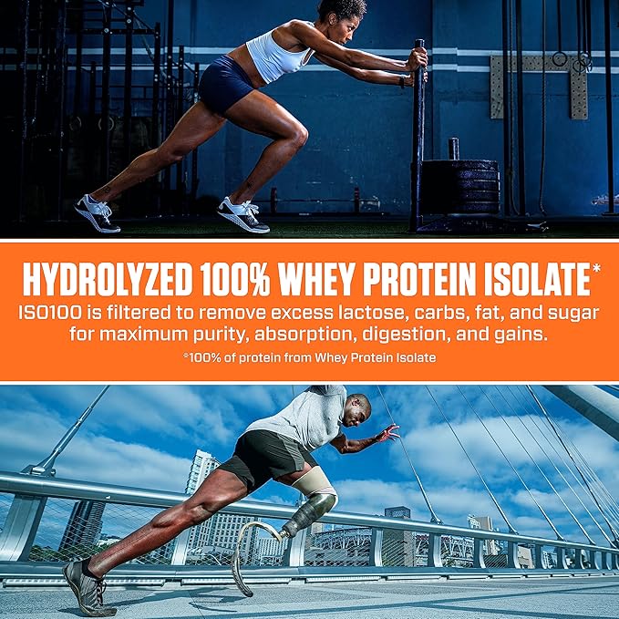 Dymatize ISO100 Whey Protein Isolate - Extreme Absorption, Cookies & Cream, 25g Protein/Serving, Low Fat & Sugar, Essential for Gaining Muscle and Losing Fat,20 Servings (Pack of 1)